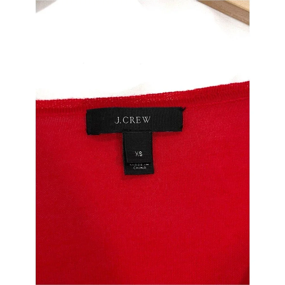 J.Crew Red Lightweight 100% Merino Wool V-Neck Sweater J. Crew Size XS